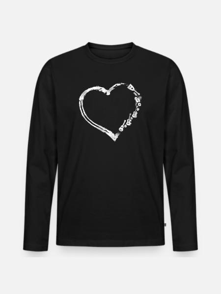 Hawaiian Ukulele Uke Heart - Männer Premium Bio Langarmshirt - Schwarz
