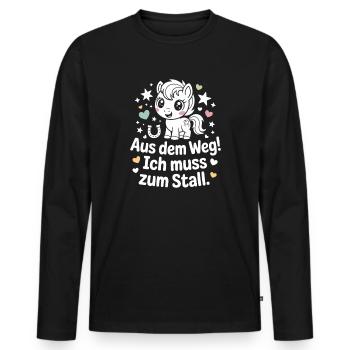 Reiten Aus Dem Weg Zum Stall Pferdemädchen Pferde - Männer Premium Bio Langarmshirt - Schwarz - Vorne - Nico (187cm)
