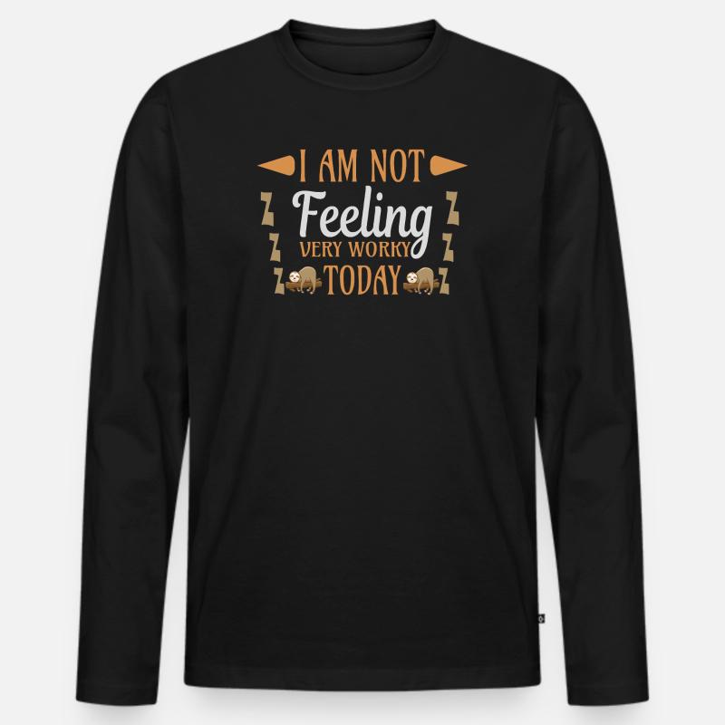 Not feeling workly sloth - Männer Premium Bio Langarmshirt - Schwarz