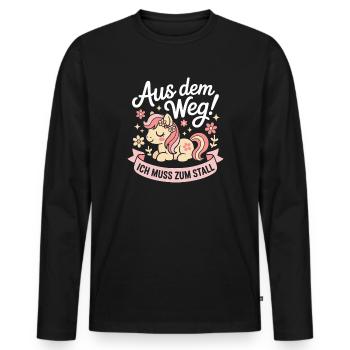 Reiten Aus Dem Weg Zum Stall Pferdemädchen Pferde - Männer Premium Bio Langarmshirt - Schwarz - Vorne - Nico (187cm)