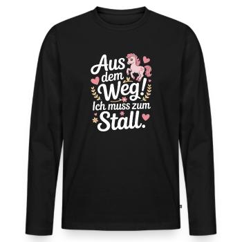 Reiten Aus Dem Weg Zum Stall Pferdemädchen Pferde - Männer Premium Bio Langarmshirt - Schwarz - Vorne - Nico (187cm)