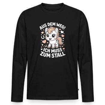 Reiten Aus Dem Weg Zum Stall Pferdemädchen Pferde - Männer Premium Bio Langarmshirt - Schwarz - Vorne - Nico (187cm)
