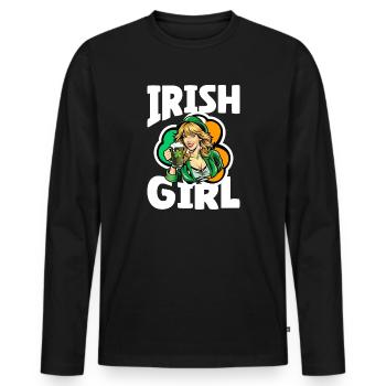 Irish Girl with Green Shamrock - Men's Premium Organic Long Sleeve Shirt - black - Front - Nico (187cm)