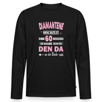 60 ans de relation Anniversaire de mariage - T-shirt manches longues Premium bio Homme - noir - Devant - Nico (187cm)