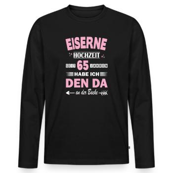 65 ans de mariage Anniversaire de mariage Fer à repasser - T-shirt manches longues Premium bio Homme - noir - Devant - Nico (187cm)