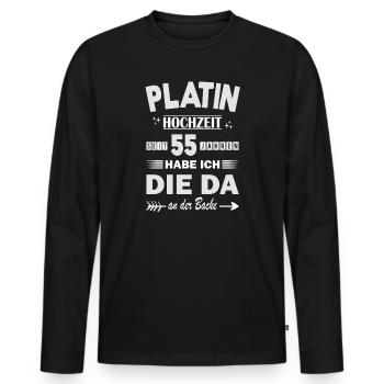 55 ans de relation Anniversaire de mariage - T-shirt manches longues Premium bio Homme - noir - Devant - Nico (187cm)