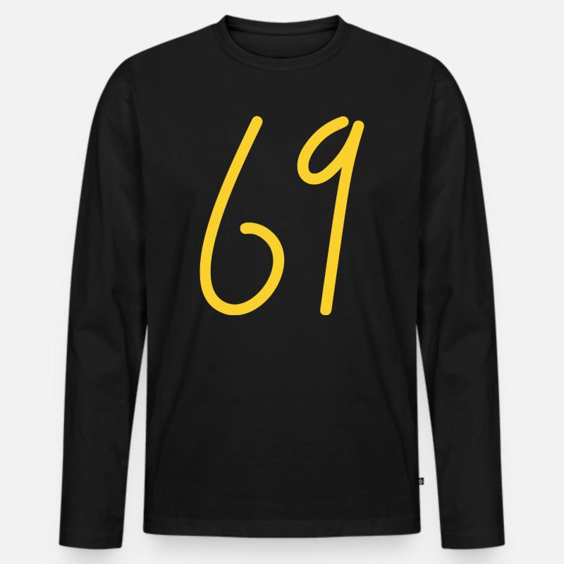 69 - Männer Premium Bio Langarmshirt - Schwarz