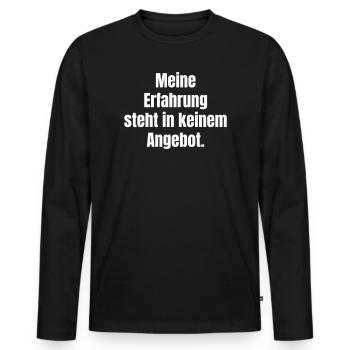 Meine Erfahrung steht in keinem Angebot - Männer Premium Bio Langarmshirt - Schwarz - Vorne - Nico (187cm)