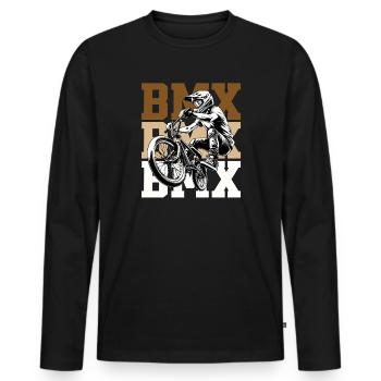 BMX Jump Rider Logo Cult - Men's Premium Organic Long Sleeve Shirt - black - Front - Nico (187cm)