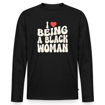 Proud Black Woman Identity Statement - Men's Premium Organic Long Sleeve Shirt - black - Front - Nico (187cm)