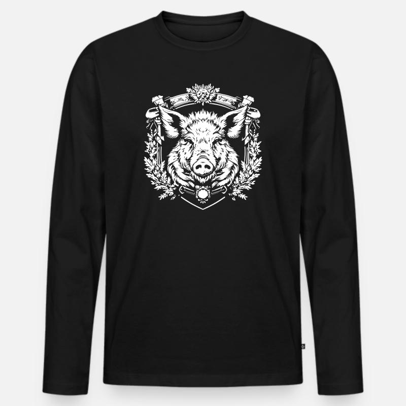 Wappen Wildschein Emblem - Männer Premium Bio Langarmshirt - Schwarz