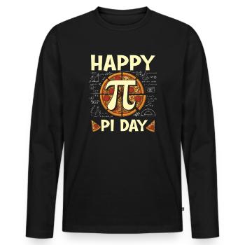 Bonne journée Pi, Drôle de Pizza Math Nerd - T-shirt manches longues Premium bio Homme - noir - Devant - Nico (187cm)
