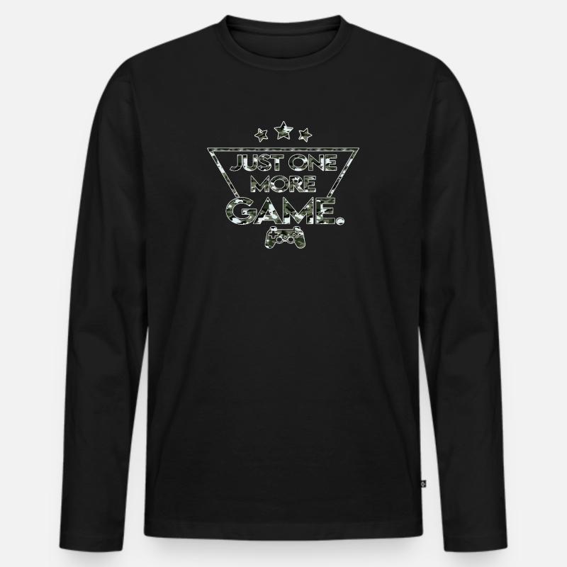 Just_one_more_game_-_camouflage_black_white - Männer Premium Bio Langarmshirt - Schwarz