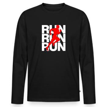 JOGG, PUISSANCE DE COURSE ! SPORT, COURSE, COURS JUSTE - T-shirt manches longues Premium bio Homme - noir - Devant - Nico (187cm)