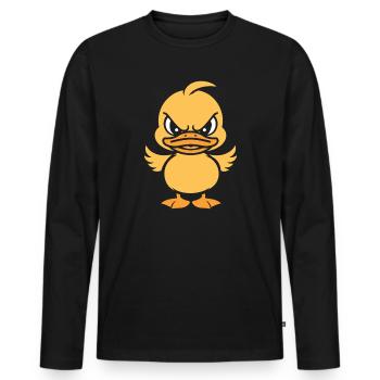 Caneton bougon graphique jaune - T-shirt manches longues Premium bio Homme - noir - Devant - Nico (187cm)