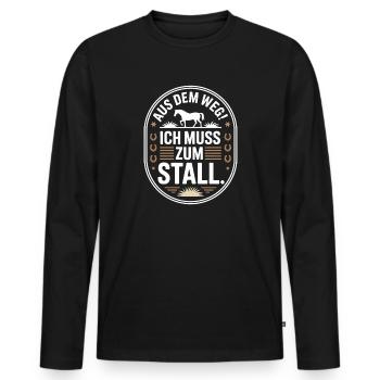 Reiten Aus Dem Weg Zum Stall Pferdemädchen Pferde - Männer Premium Bio Langarmshirt - Schwarz - Vorne - Nico (187cm)