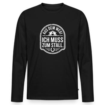 Reiten Aus Dem Weg Zum Stall Pferdemädchen Pferde - Männer Premium Bio Langarmshirt - Schwarz - Vorne - Nico (187cm)