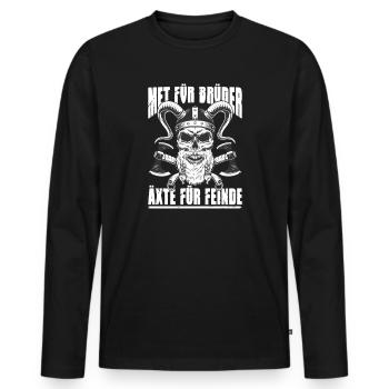 Tenue viking Valhalla Mythologie nordique - T-shirt manches longues Premium bio Homme - noir - Devant - Nico (187cm)