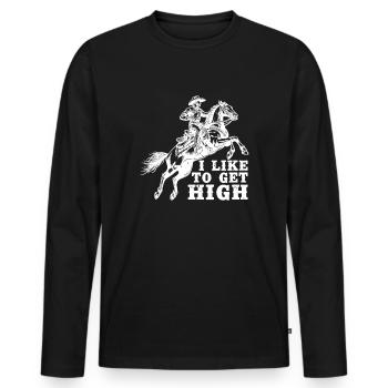 L’équitation de rodéo aime se défoncer en cowboy - T-shirt manches longues Premium bio Homme - noir - Devant - Nico (187cm)