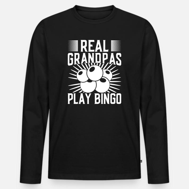 Bingo Player Real Grandpas Play Bingo - Männer Premium Bio Langarmshirt - Schwarz