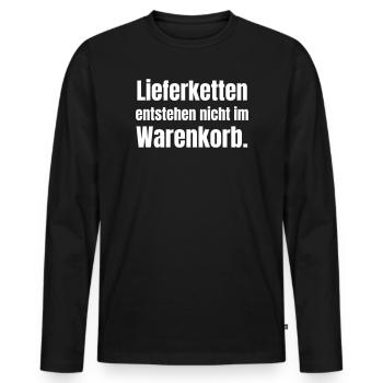 Les chaînes d’approvisionnement ne se situent pas dans le panier d’achat - T-shirt manches longues Premium bio Homme - noir - Devant - Nico (187cm)