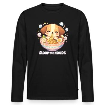 Ramen Kawaii Dog - T-shirt manches longues Premium bio Homme - noir - Devant - Nico (187cm)