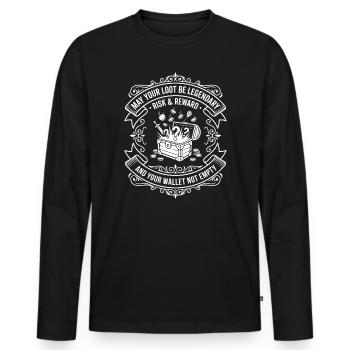 Butin de la Légende : Coffre au trésor - T-shirt manches longues Premium bio Homme - noir - Devant - Nico (187cm)
