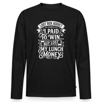 Lootbox addiction: Lost lunch money - Men's Premium Organic Long Sleeve Shirt - black - Front - Nico (187cm)