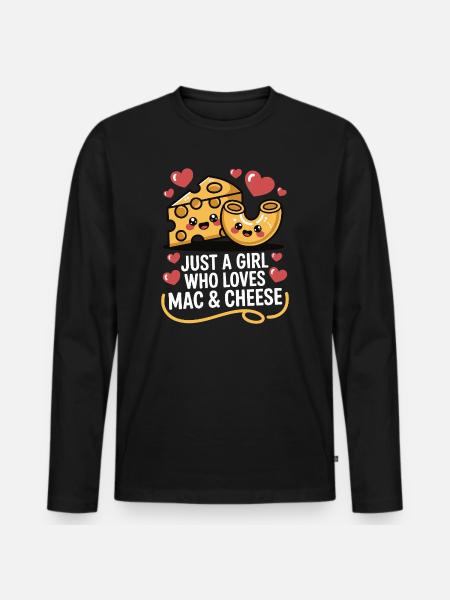 Mac & Cheese Lover - Kawaii Design - Men's Premium Organic Long Sleeve Shirt - black