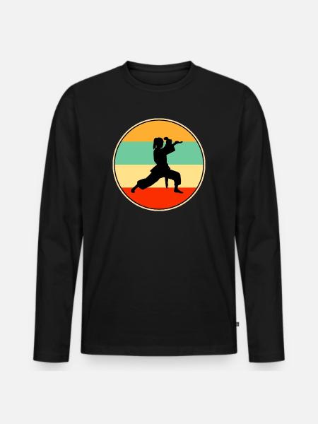 Vintage Female Karate Player Martial Arts Retro - Men's Premium Organic Long Sleeve Shirt - black