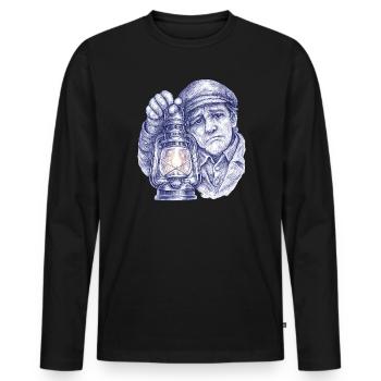 Älterer Mann mit Laterne - Männer Premium Bio Langarmshirt - Schwarz - Vorne - Nico (187cm)