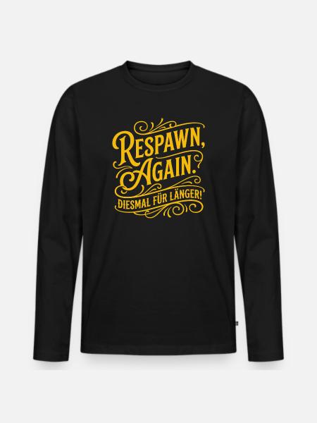 Respawn Again Gaming Diction Design - T-shirt manches longues Premium bio Homme - noir