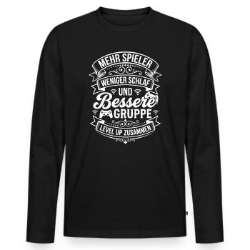 Mehr Spieler Weniger Schlaf - Männer Premium Bio Langarmshirt - Schwarz - Vorne - Nico (187cm)