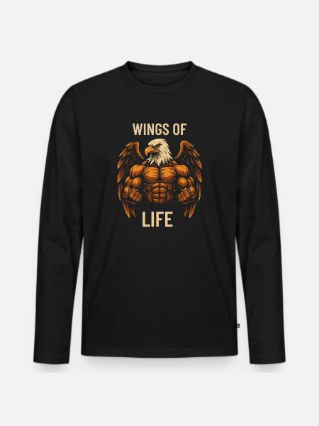 Wings of Life – Eagle Muscles - Men's Premium Organic Long Sleeve Shirt - black