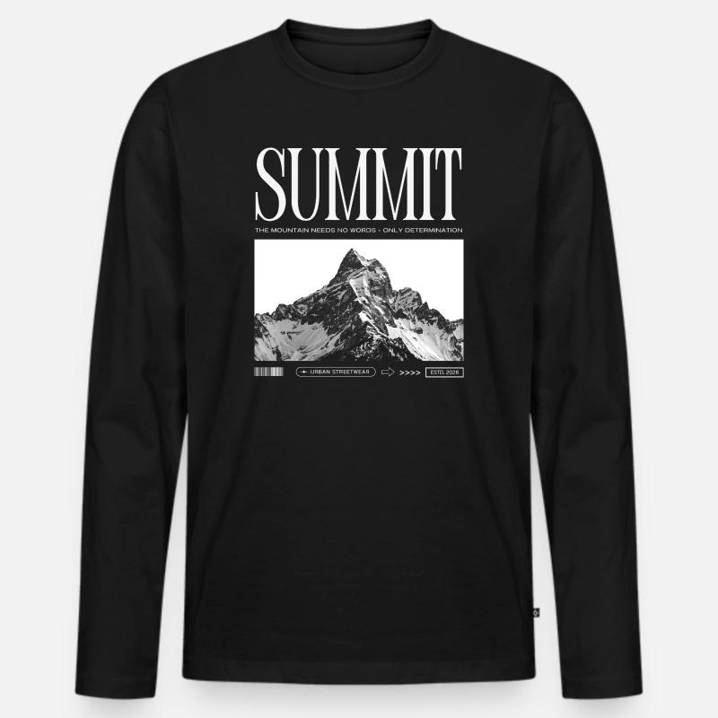 Summit - Berggipfel Berggrafik - Männer Premium Bio Langarmshirt - Schwarz