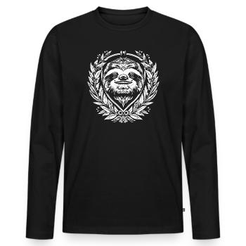 Paresseux en couronne de laurier - T-shirt manches longues Premium bio Homme - noir - Devant - Nico (187cm)