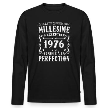 50-jähriges Jubiläum Vintage 1976 Partygeschenk - Männer Premium Bio Langarmshirt - Schwarz - Vorne - Nico (187cm)