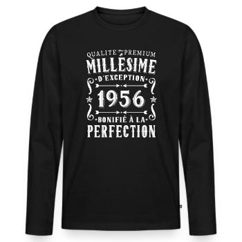 70-jähriges Jubiläum Vintage 1956 Partygeschenk - Männer Premium Bio Langarmshirt - Schwarz - Vorne - Nico (187cm)