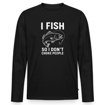 Je pêche pour ne pas étrangler les gens Pêcheur Spruch Angel - T-shirt manches longues Premium bio Homme - noir - Devant - Nico (187cm)