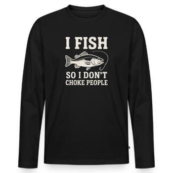 Je pêche pour ne pas étrangler les gens Pêcheur Spruch Angel - T-shirt manches longues Premium bio Homme - noir - Devant - Nico (187cm)