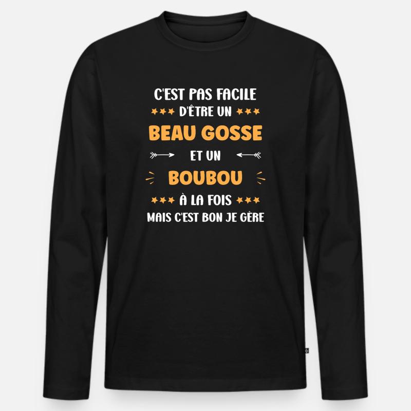 Boubou - Männer Premium Bio Langarmshirt - Schwarz