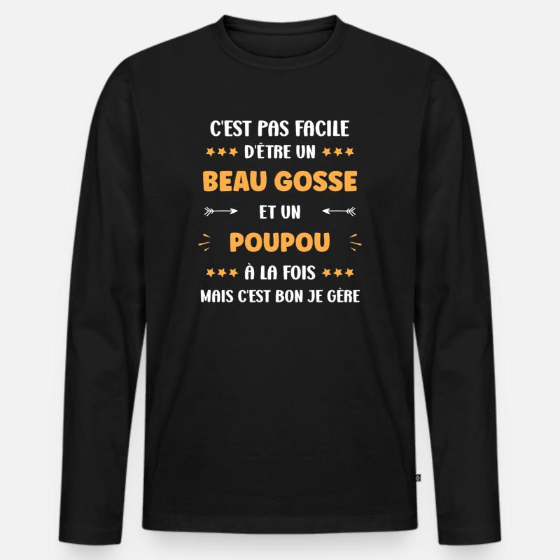 Poupou - Männer Premium Bio Langarmshirt - Schwarz