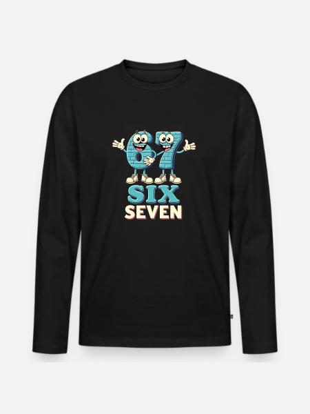 US Flag 67 Memes Six Seven - T-shirt manches longues Premium bio Homme - noir
