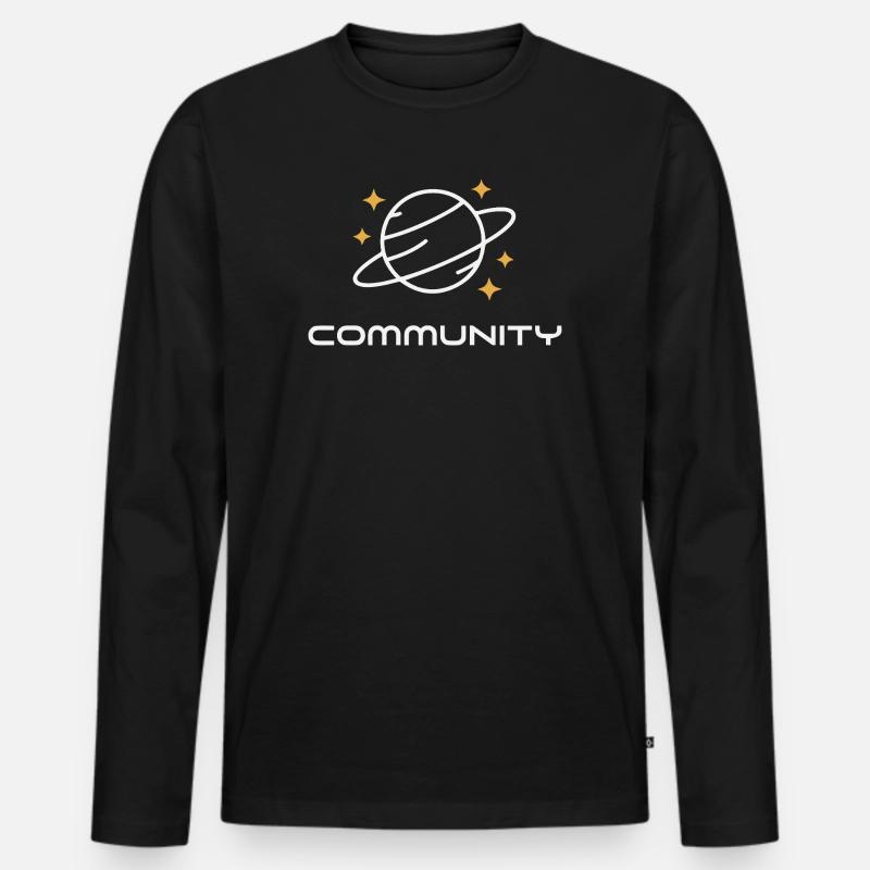 Planet Ringed Unity - Männer Premium Bio Langarmshirt - Schwarz