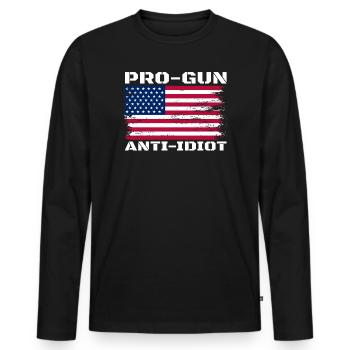 Pro-armes, anti-idiots - T-shirt manches longues Premium bio Homme - noir - Devant - Nico (187cm)