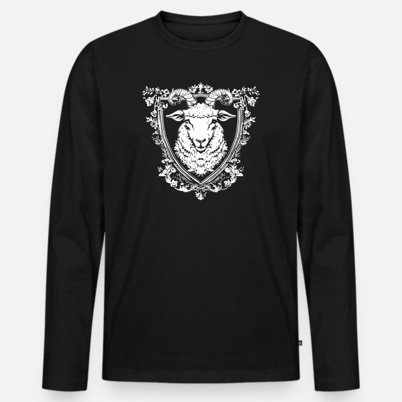 Heraldik Ziegenkopf Schild - Männer Premium Bio Langarmshirt - Schwarz