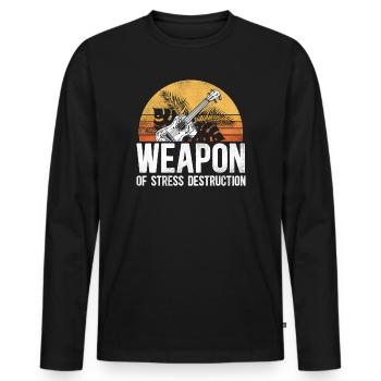 Hawaiian Ukulele Uke Retro Vintage - Men's Premium Organic Long Sleeve Shirt - black - Front - Nico (187cm)