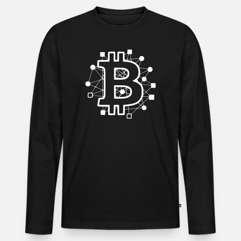Bitcoin Platine Circuit Tech Krypto - Männer Premium Bio Langarmshirt - Schwarz