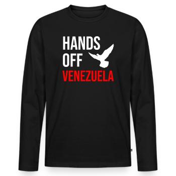 HANDS OFF VENEZUELA - Männer Premium Bio Langarmshirt - Schwarz - Vorne - Nico (187cm)