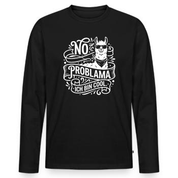 No Problama Lama Cool - Männer Premium Bio Langarmshirt - Schwarz - Vorne - Nico (187cm)